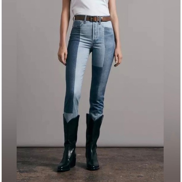 Rag & Bone BRYON STRETCH MIRAMAR NINA CIGARETTE Patchwork “PJ” Jeans - Picture 2 of 5